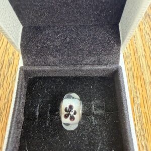 RETIRED Pandora Black Cherry Blossom Murano Glass Charm #791605